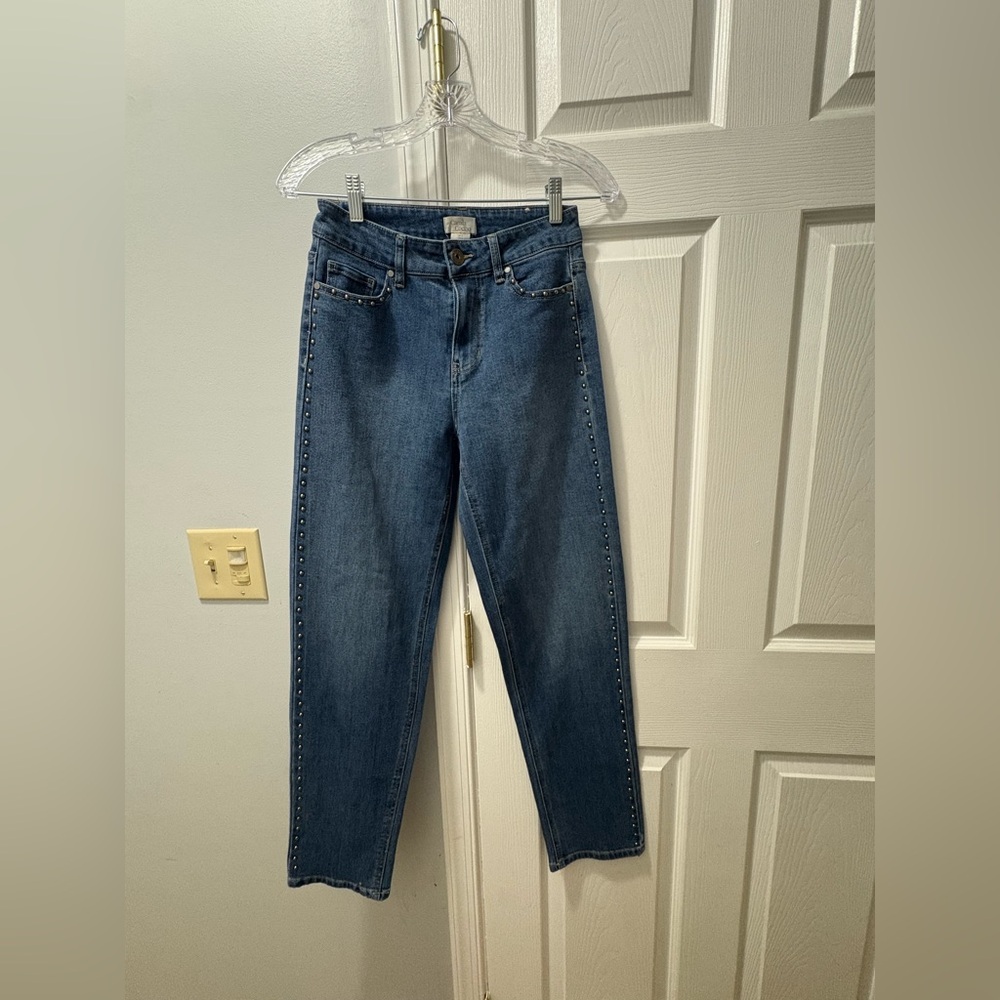 Camila Coelho Revolve Straight Leg Stud Embellished Jeans US 2